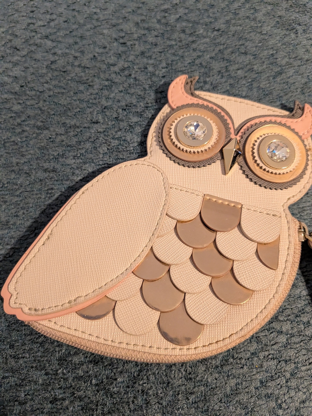 Kate Spade Novelty blush pink owl zip keyring wallet - Picture 4 of 6